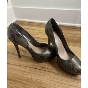 Charles David Heels Wm Sz 8 Gray Platform Stiletto Snake Print Sexy Party Club